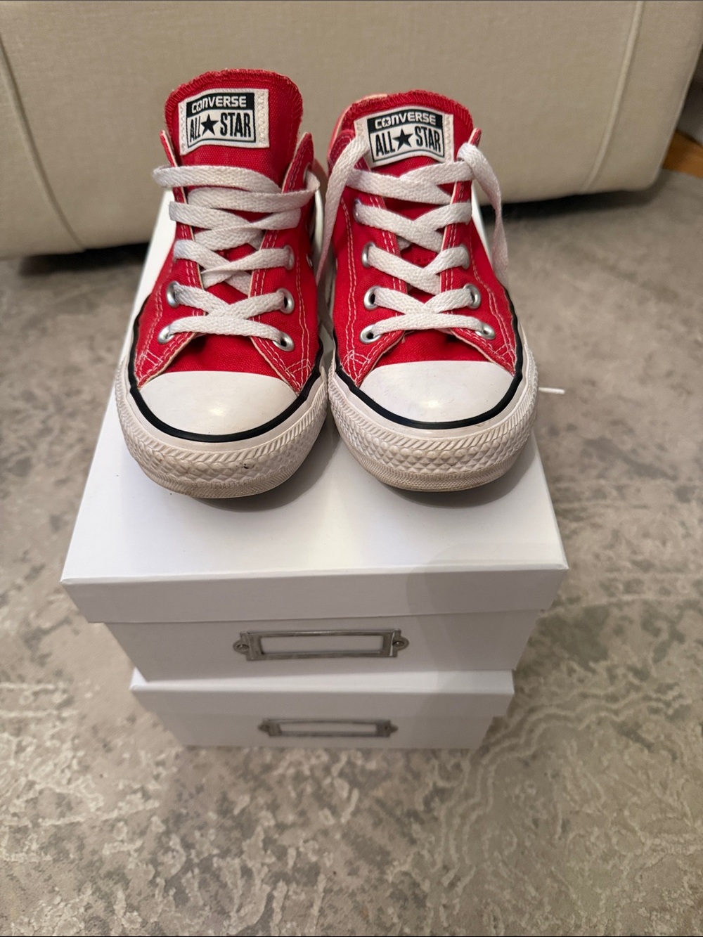 Converse Red Low Top Sneakers with White Laces